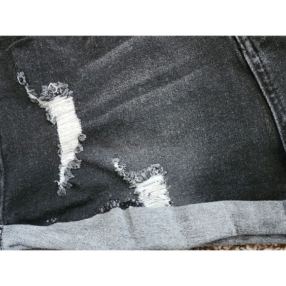 Distressed Jean Shorts‎ Juniors Size M Black - Picture 3 of 6